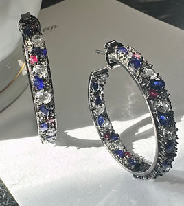 SALE | Multi-Gemstone and Pave Diamond Hoops