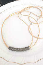 Load image into Gallery viewer, Pave Diamond Bar and Leather Necklace