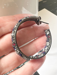 SALE | Multi-Gemstone and Pave Diamond Hoops