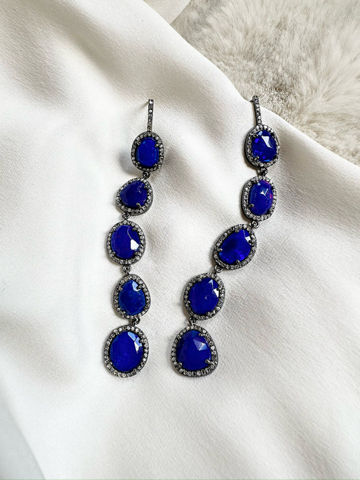 Pave Diamond Australian Blue Opal Earrings