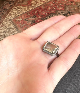 SALE | Pave Diamond and Clear Quartz Ring | Size 6