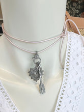 Load image into Gallery viewer, SALE | Pave Diamond and Leather Lariat Necklace