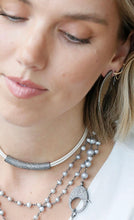 Load image into Gallery viewer, Pave Diamond Bar and Leather Necklace