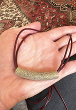 Load image into Gallery viewer, SALE | Pave Diamond Bar and Leather Choker GV