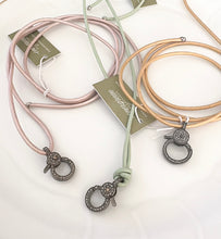 Load image into Gallery viewer, SALE | Pave Diamond and Leather Lariat Necklace