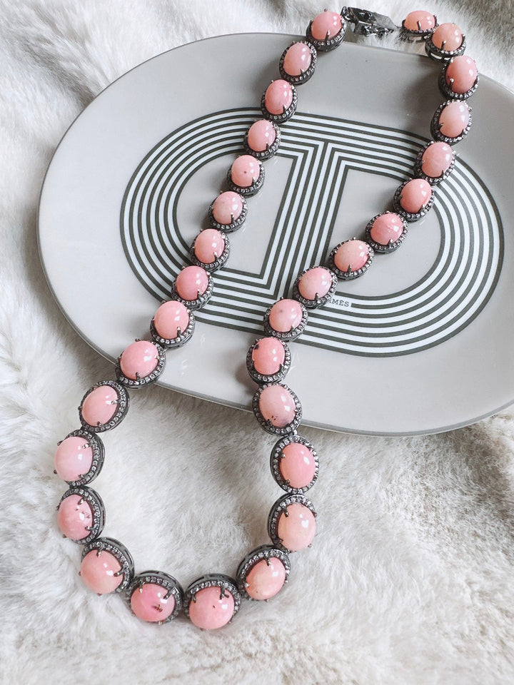Coral and Pave Diamond Necklace