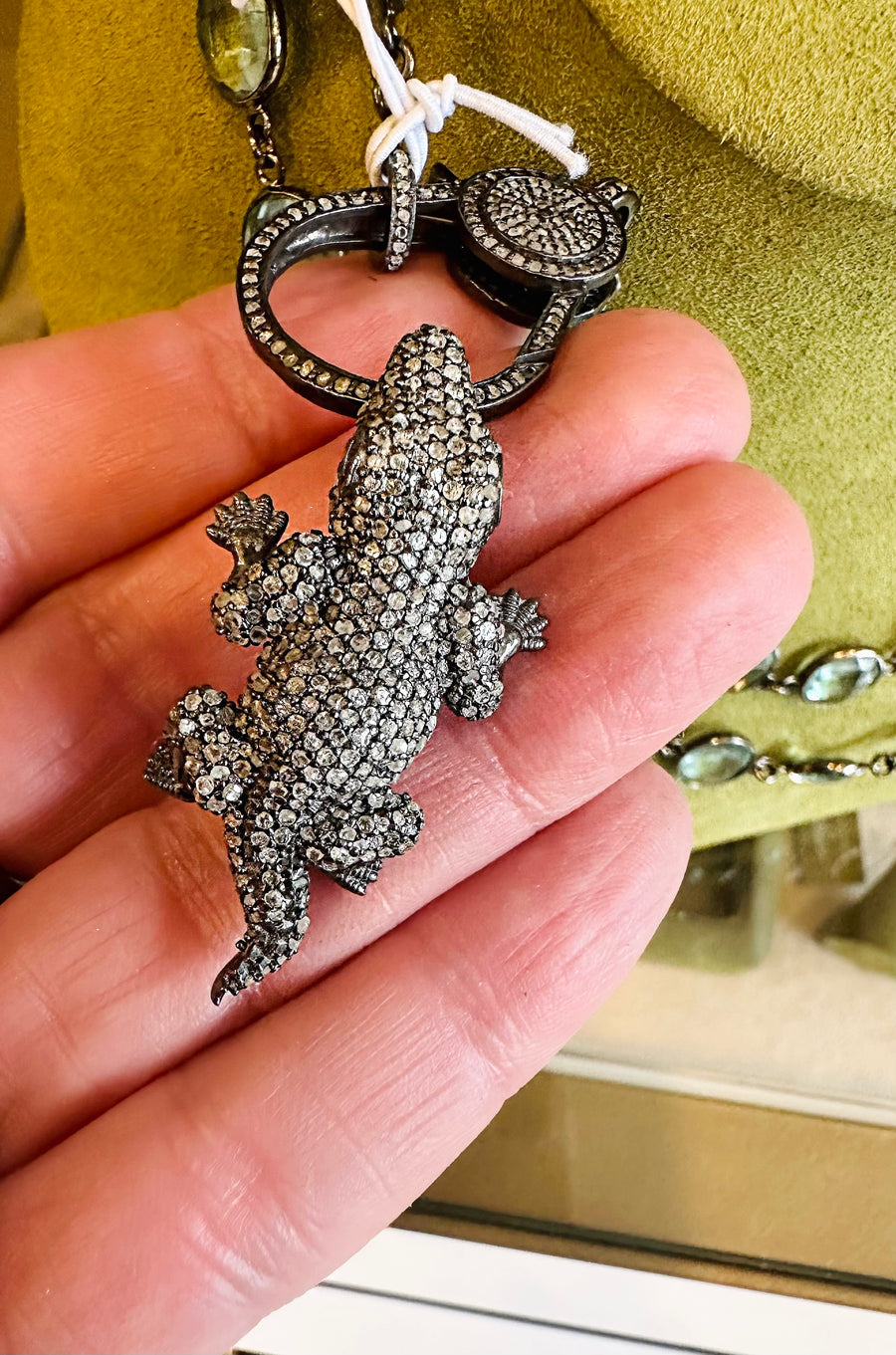 Pave Diamond Alligator Pin & Pendant