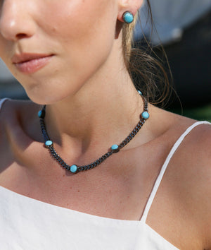 Turquoise and Chain Necklace