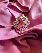 Load image into Gallery viewer, Pave Diamond and Pink Topaz Cocktail Ring