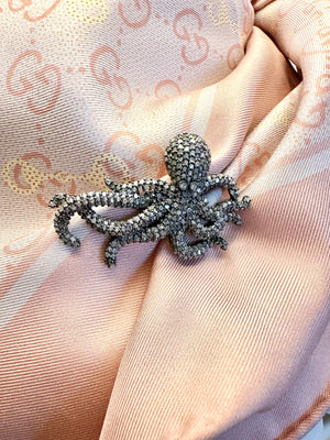 Pave Diamond Octopus Pendant and Brooch