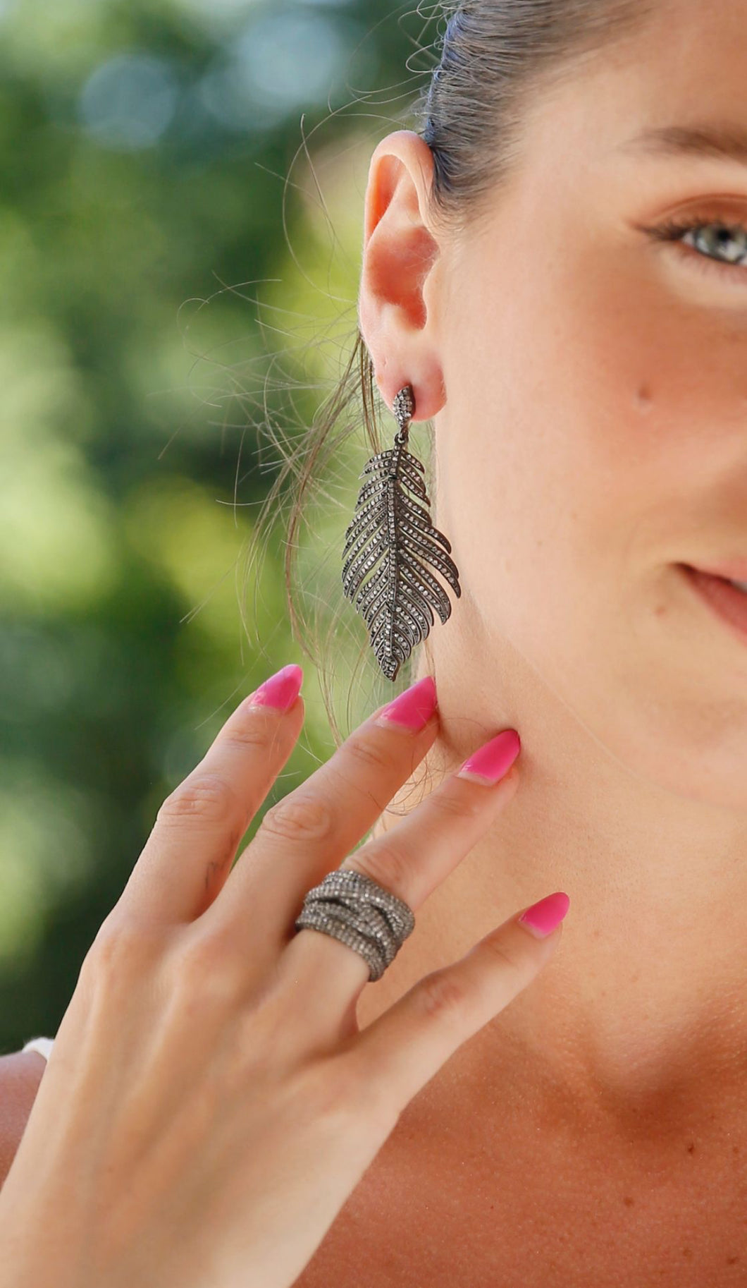 SALE | Pave Diamond Feather Earrings