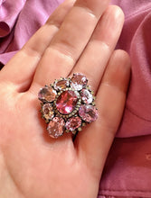 Load image into Gallery viewer, Pave Diamond and Pink Topaz Cocktail Ring