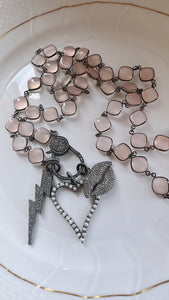 Pave Diamond and Pearl Heart Pendant