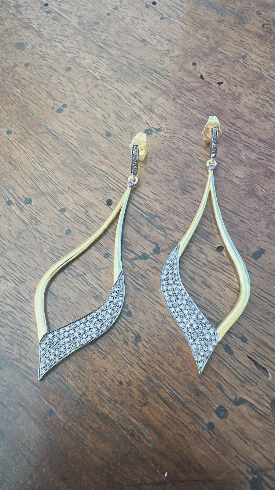 Pave Diamond Oval Drop Earrings