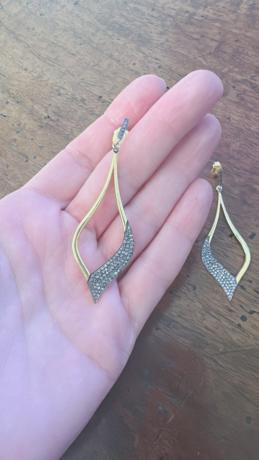 Pave Diamond Oval Drop Earrings