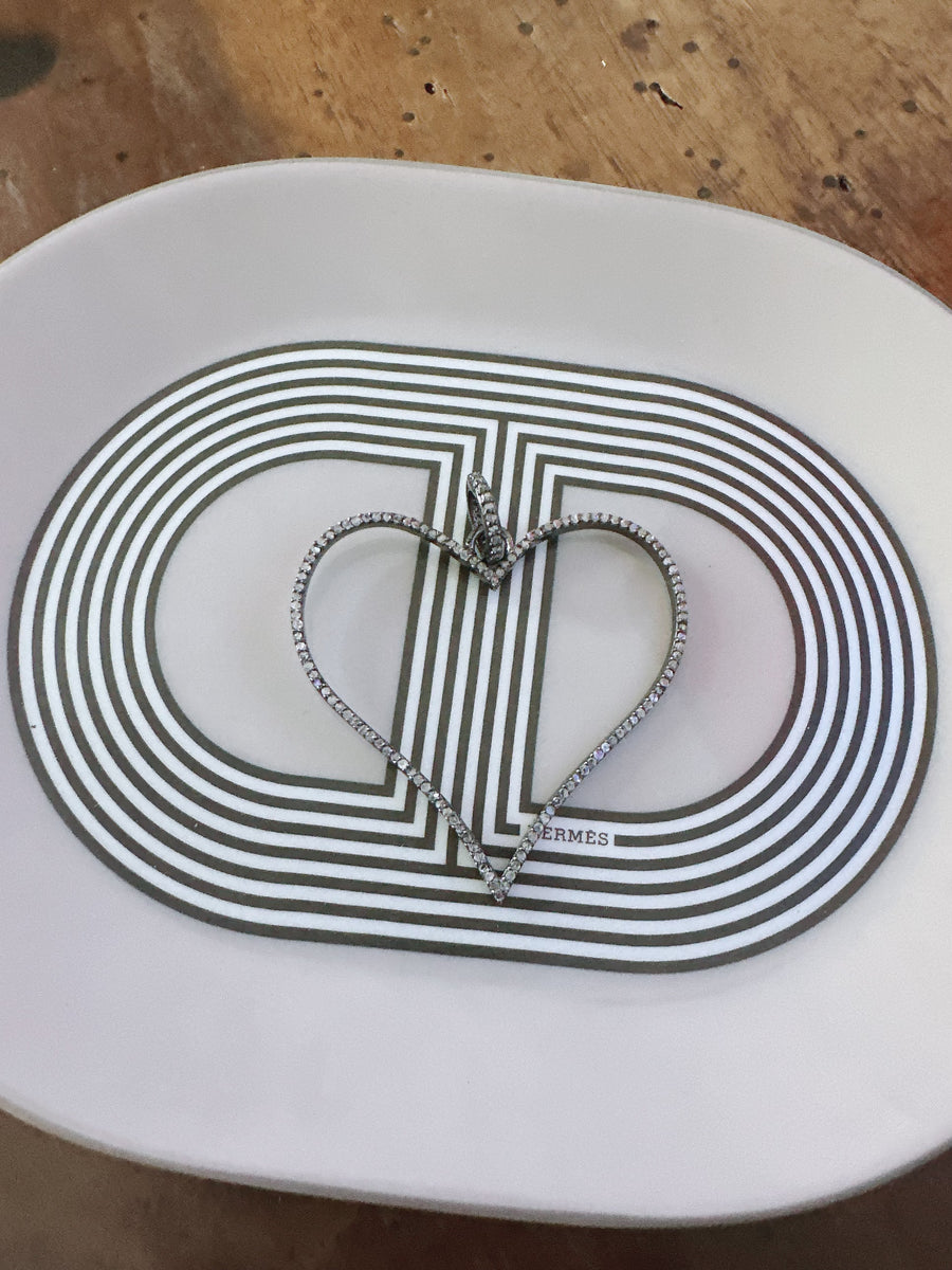 Pave Diamond Heart Outline Pendant