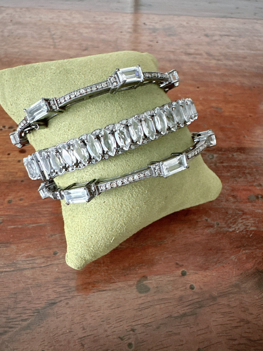 Pave Diamond and Clear Quartz Bracelet