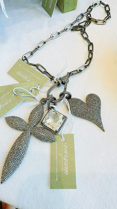 SALE | Pave Diamond Tilted Heart Pendant