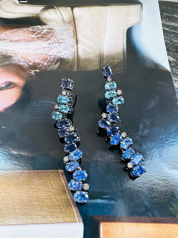Pave Diamond Multi-Gemstone Earrings