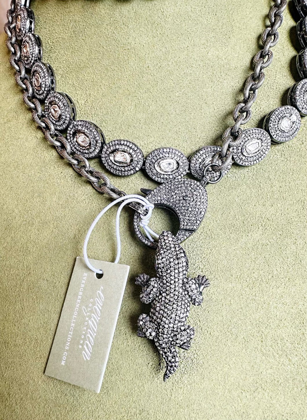 SALE | Pave Diamond Alligator Pin & Pendant