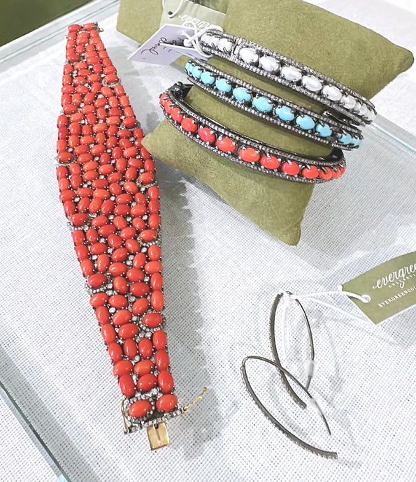 SALE | Pave Diamond and Coral Bracelet