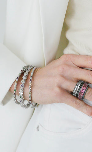 Pave Diamond and Gemstone Bands (Smaller Version) | +Colors