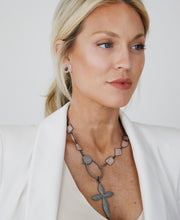 Load image into Gallery viewer, Pink Quartz Necklace with Pave Diamond Lock