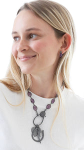 Pave Diamond Gemstone Drop Earrings