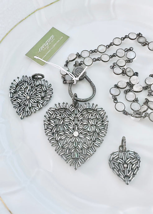 SALE | Diamond and Blue Topaz Baguette Heart | +Sizes