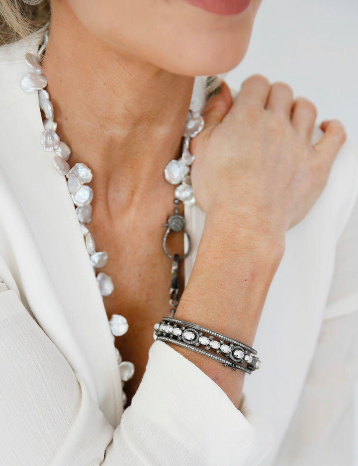 Pave Diamond and Pearl Bracelet