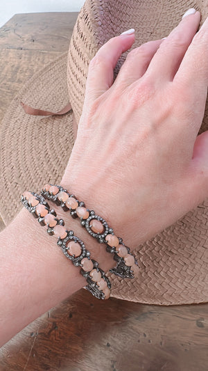 Pave Diamond and Moonstone Bracelets