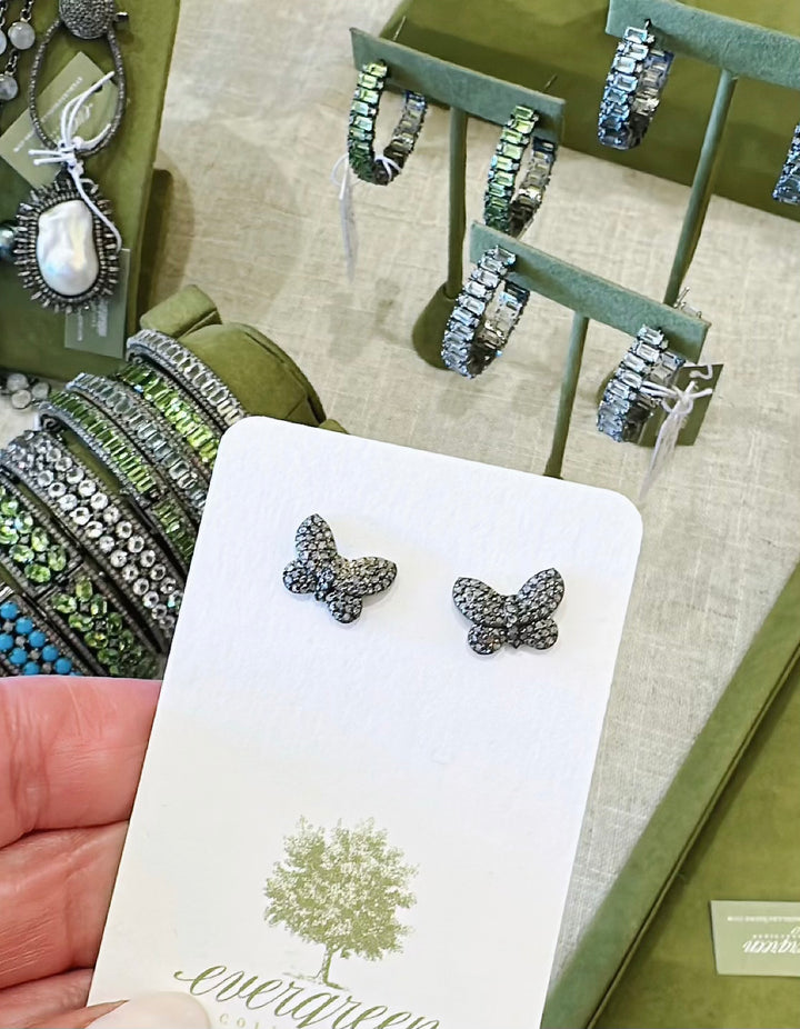 Pave Diamond Butterfly Stud Earrings