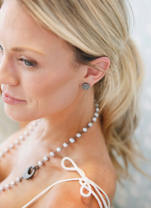 Pave Diamond Round Earrings
