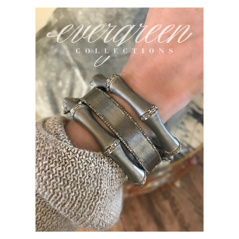 Pave Diamond Bamboo Bangle