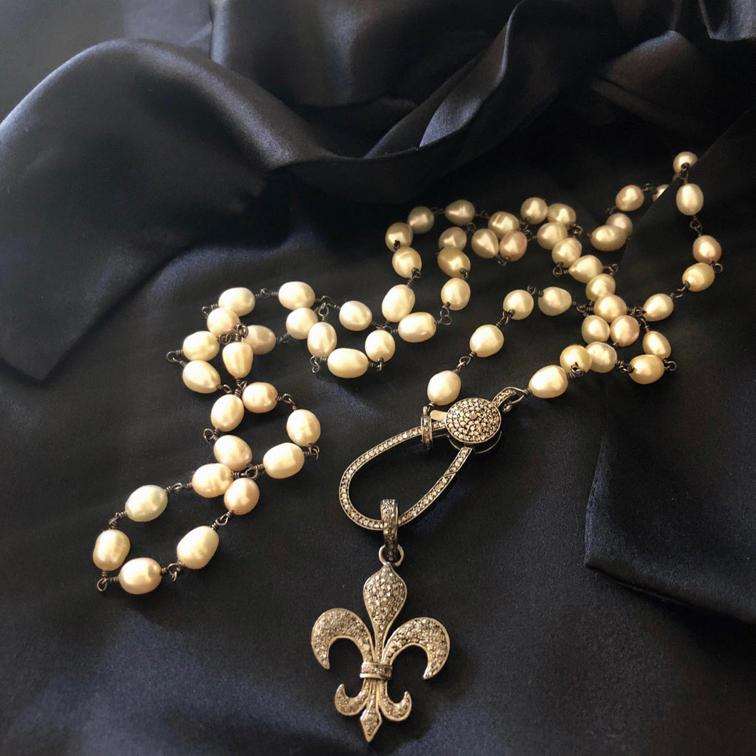 Pave Diamond Fleur-De-Lis Pendant