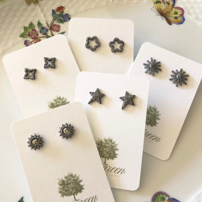 Pave Diamond Stretched Star Earrings