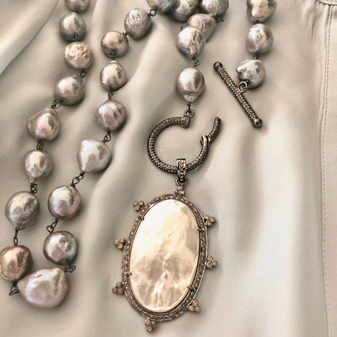 Pave Diamond Pearl Pendant