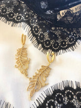 Load image into Gallery viewer, Pave Diamond Feather Earrings
