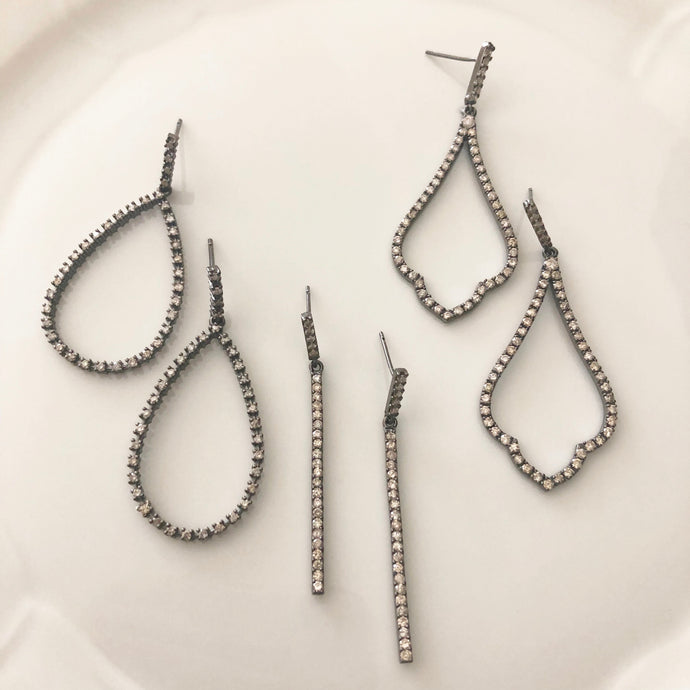 Pave Diamond Alhambra Teardrop Earrings
