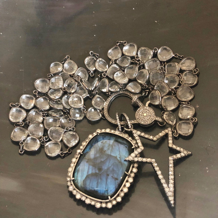 Pave Diamond Labradorite Pendant