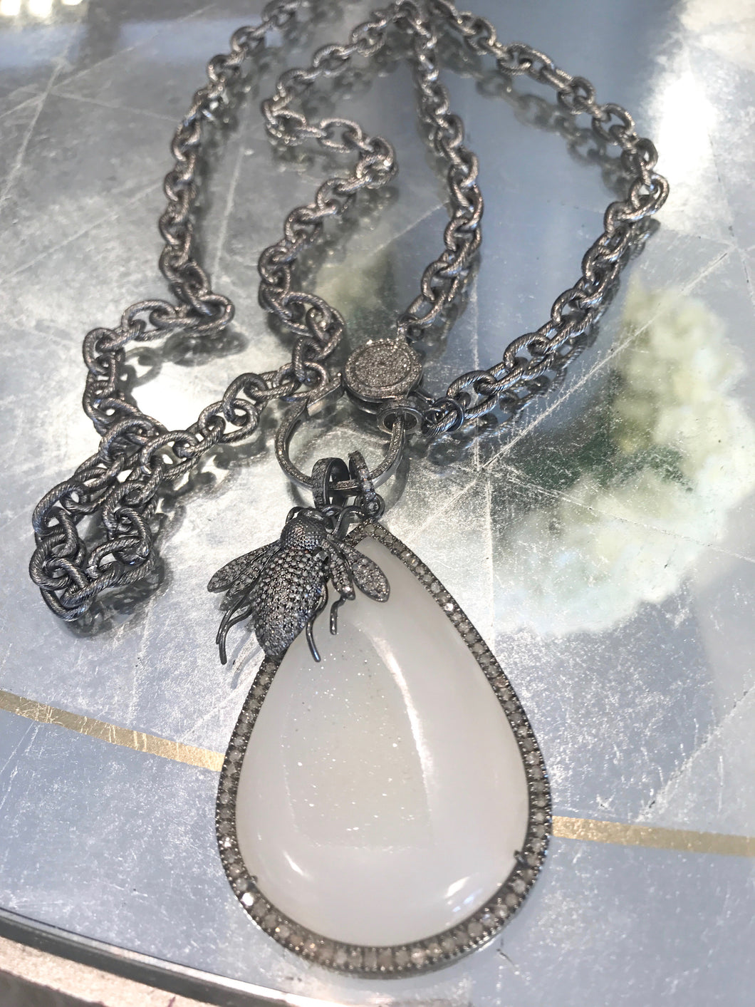 Pave Diamond Bee Pendant