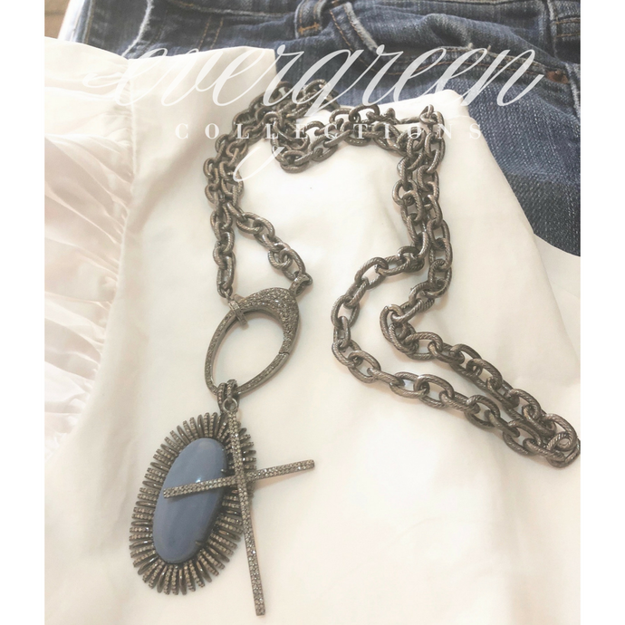 Pave Diamond Thin Cross Pendant