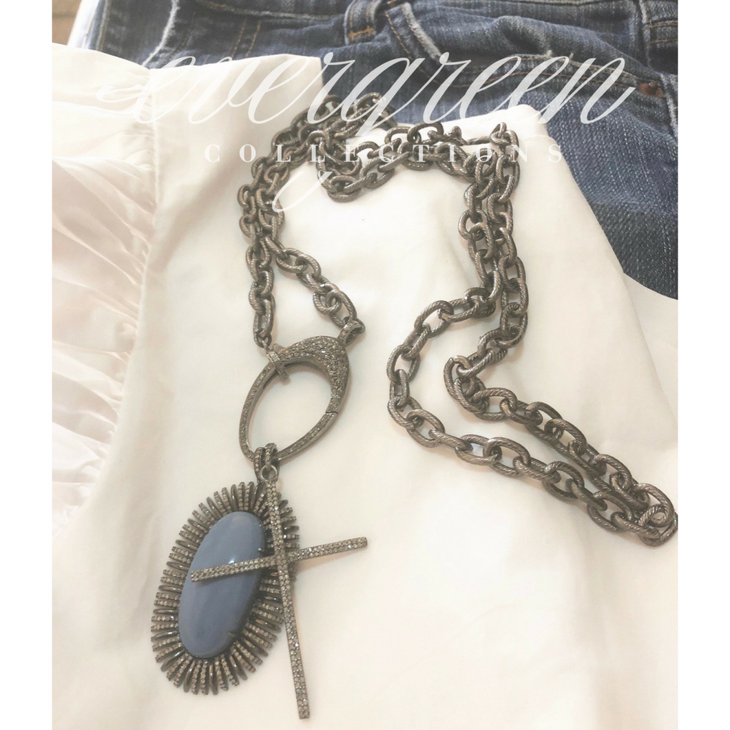 Pave Diamond Thin Cross Pendant