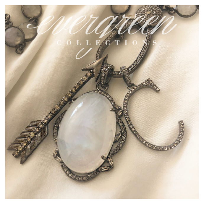 Pave Diamond Moonstone Pendant