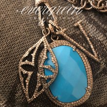 Load image into Gallery viewer, Pave Diamond Turquoise Pendant