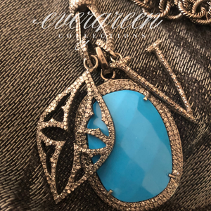 Pave Diamond Turquoise Pendant