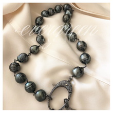 Load image into Gallery viewer, Tahitian Pearl Necklace with Pave Diamond Clasp