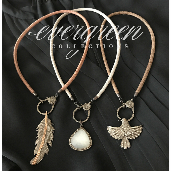Leather Choker with Pave Diamond Clasp