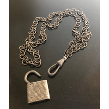 Load image into Gallery viewer, Oxidized Brass Chain with Pave Diamond Swivel Clasp