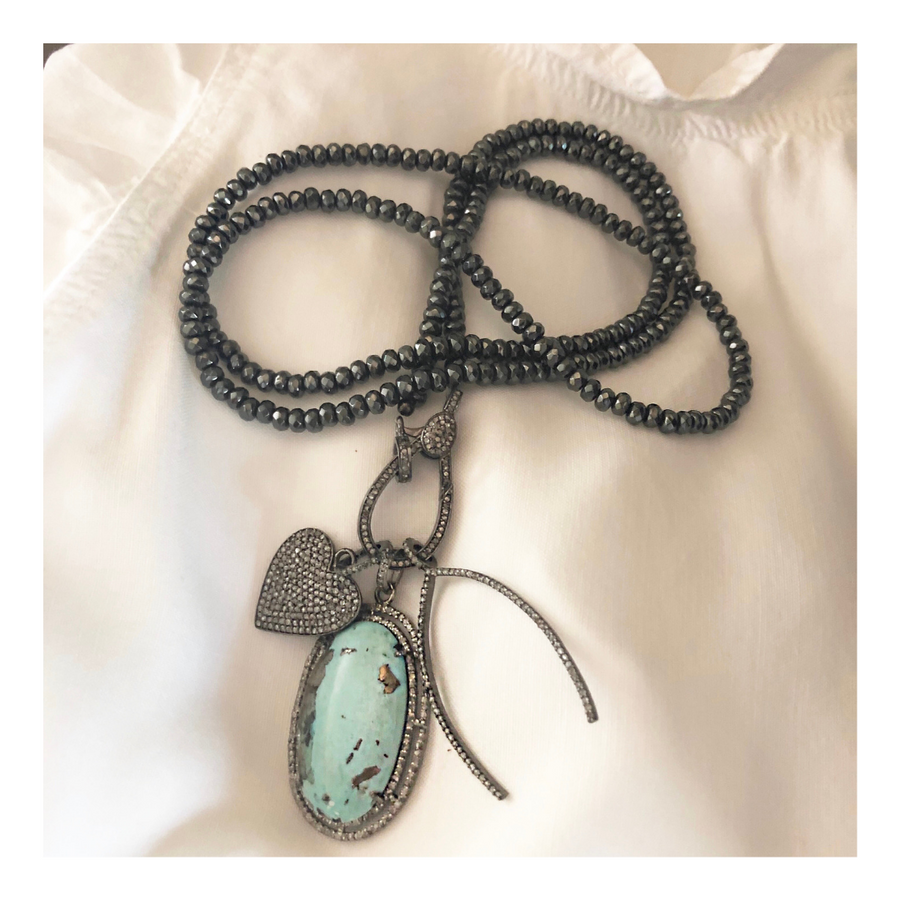 Pave Diamond Turquoise Pendant